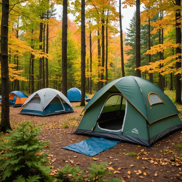 Quels sont les équipements indispensables pour un camping en région de collines boisées en automne?